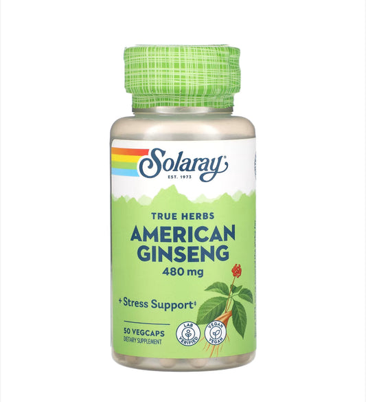 Pre-Order | Arrives in 5–10 Days – SOLARAY TRUE HERBS AMERICAN GINSENG 480MG