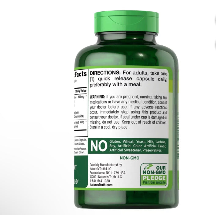 NATURE’S TRUTH TURMERIC CURCUMIN COMPLEX 500MG, 250 CAPSULES