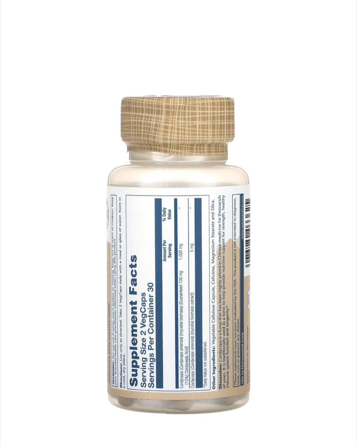 Pre-Order | Arrives in 5–10 Days – SOLARAY MUSHROOMS CORDYCEPS, 1000MG, 60 VEGCAPS
