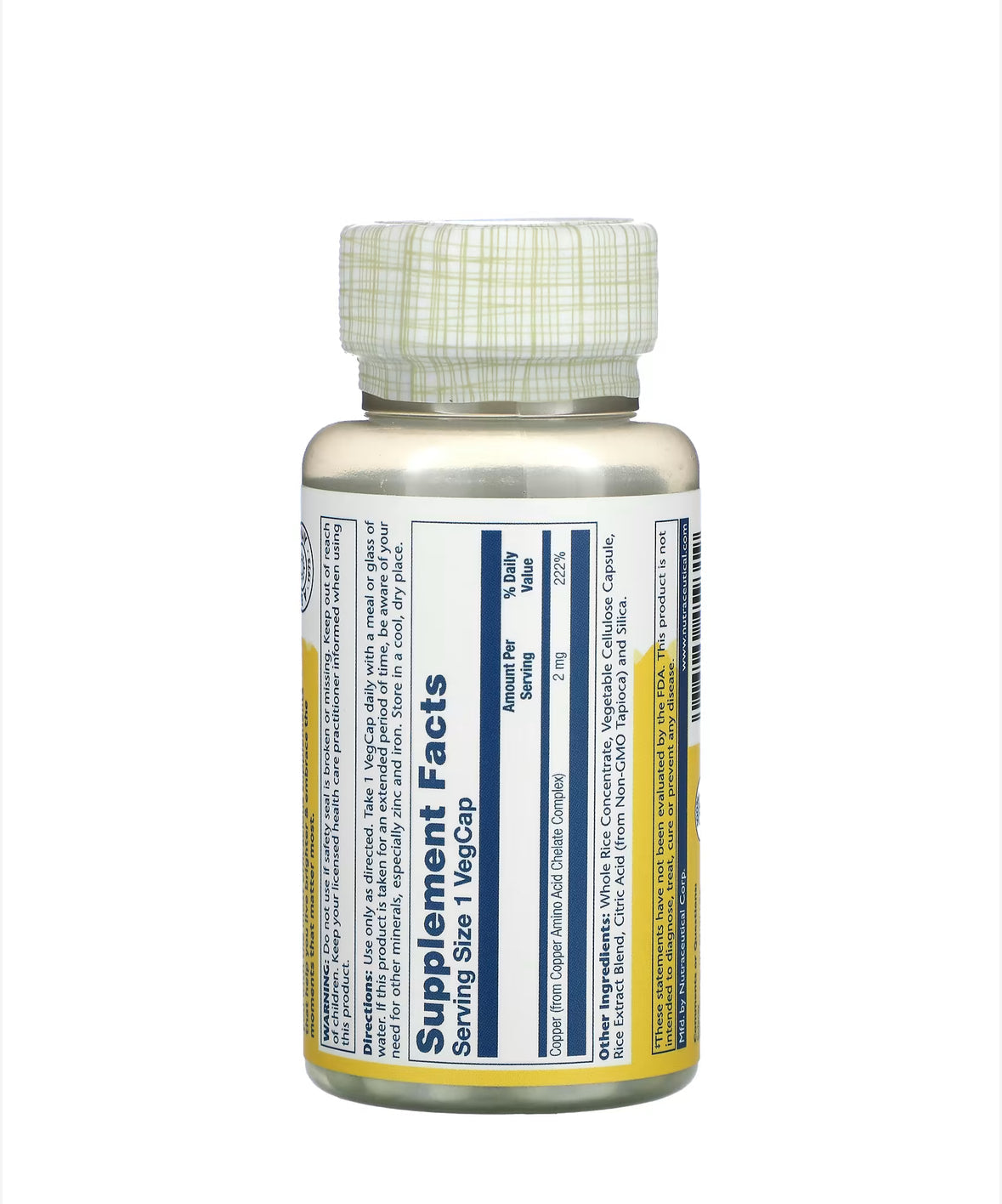 Pre-Order | Arrives in 5–10 Days – SOLARAY COPPER 2MG, 100 VEGCAPS