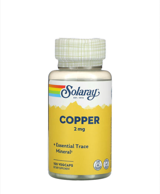 Pre-Order | Arrives in 5–10 Days – SOLARAY COPPER 2MG, 100 VEGCAPS