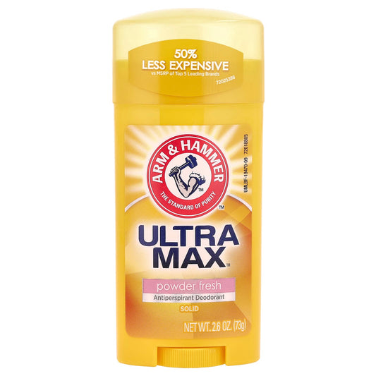 Pre-Order | Arrives in 5–10 Days – Arm & Hammer
UltraMax™, Antiperspirant Deodorant, Solid, Powder Fresh, 2.6 oz (73 g)