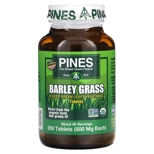 Pines International
Barley Grass, 250 Tablets