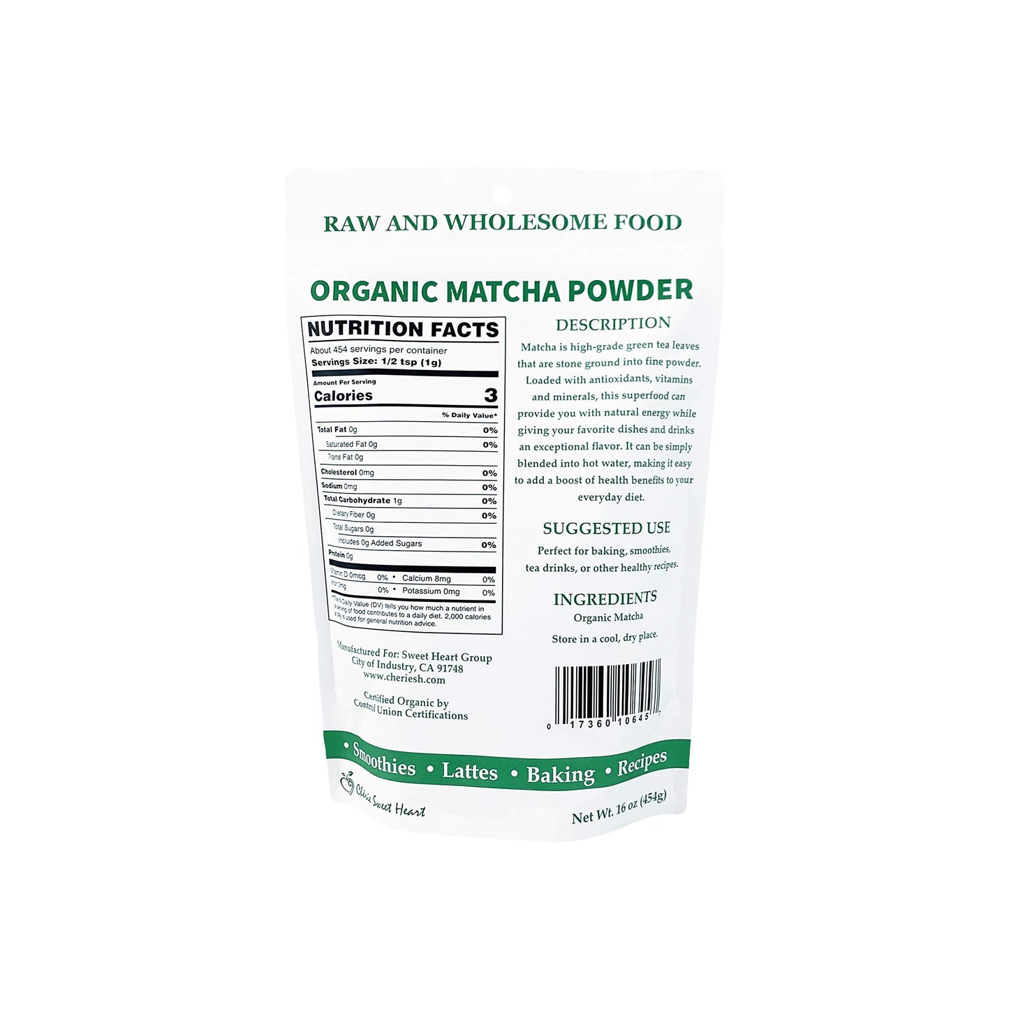 CHERIE SWEET HEART ORGANIC MATCHA POWDER