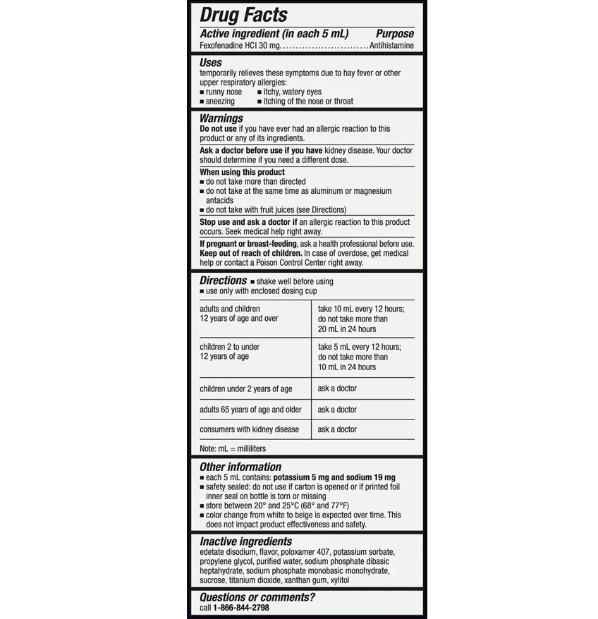 CHILDREN’S ALLEGRA ALLERGY LIQUID 120ML