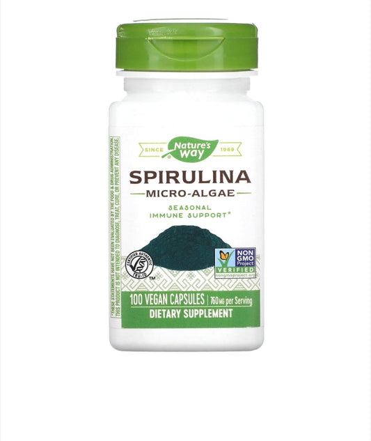NATURE’S WAY SPIRULINA MICRO-ALGAE, 100 VEGAN CAPSULES
