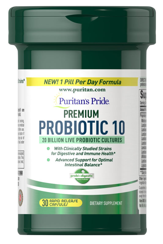 PURITAN’S PRIDE PREMIUM PROBIOTIC 10, 30 CAPSULES