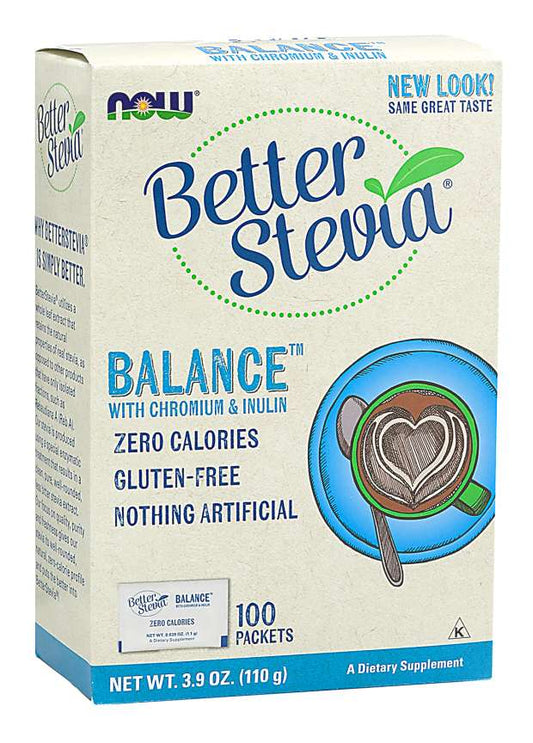 NOW BETTER STEVIA BALANCE WITH CHROMIUM & INULIN PACKETS - E-Pharmacy Ghana