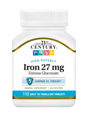 21ST CENTURY IRON 27MG FERROUS GLUCONATE - E-Pharmacy Ghana