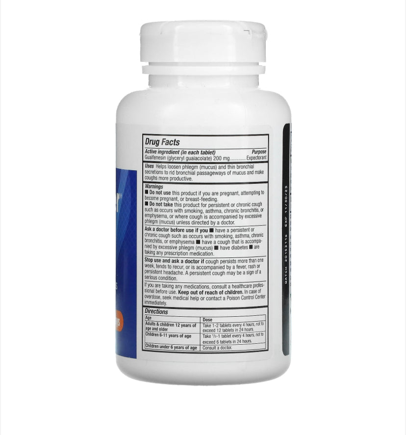 NATURE’S WAY AIR-POWER GUAIFENESIN EXPECTORANT, 100 TABLETS
