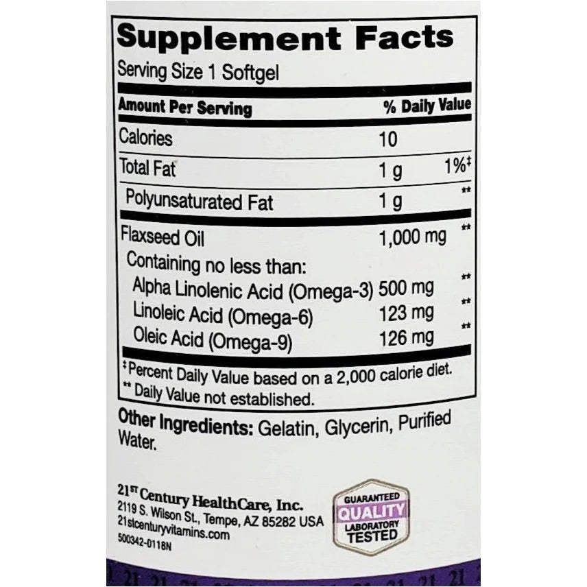 21ST CENTURY FLAXSEED OIL 1000MG, 120 SOFTGELS