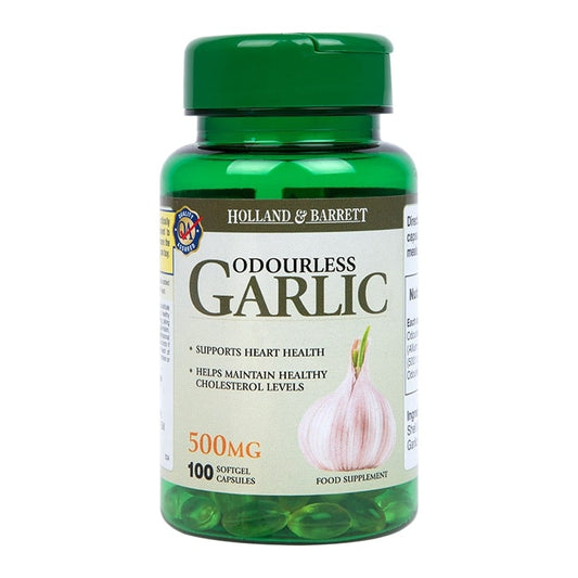 HOLLAND & BARRETT ODOURLESS GARLIC 500MG, 100 SOFTGEL CAPSULES