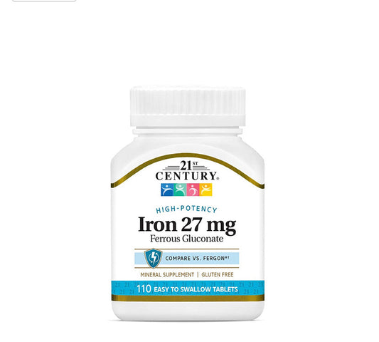 21ST CENTURY IRON 27MG FERROUS GLUCONATE - E-Pharmacy Ghana
