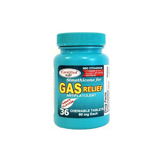CERTIFIED PLUS GAS RELIEF, 36 CHEWABLE TABLETS