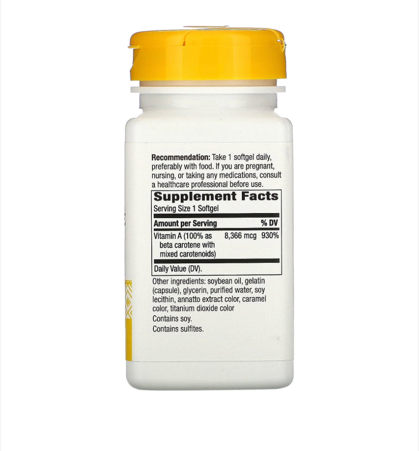 NATURE’S WAY BETA CAROTENE, 100 SOFTGELS