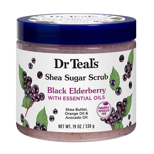 DR. TEAL’S SHEA SUGAR SCRUB BLACK ELDERBERRY WITH ESSENTIAL OILS
