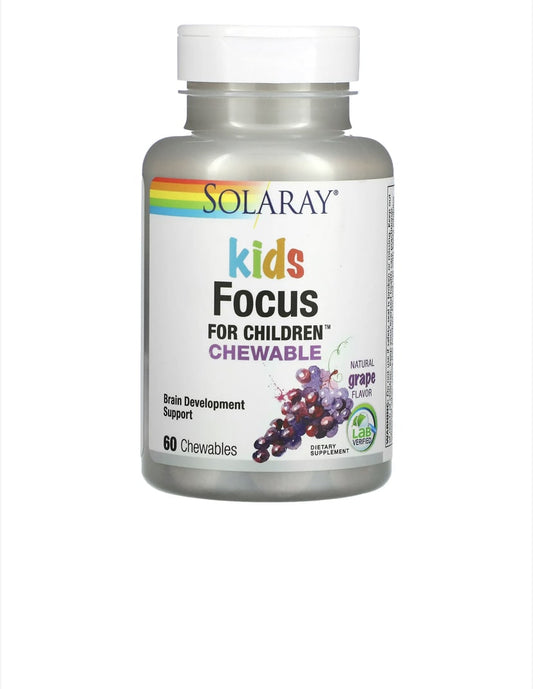 Pre-Order | Arrives in 5–10 Days – SOLARAY FOCUS FOR CHILDREN, 60 CHEWABLES, GRAPE FLAVOUR