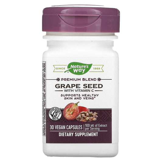 NATURE’S WAY GRAPE SEED WITH VITAMIN C, 30 VEGAN CAPSULES