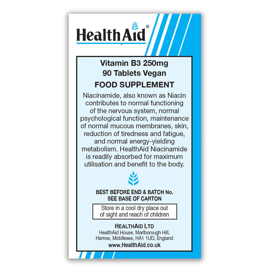 HEALTHAID VITAMIN B3 250MG, 90 TABLETS