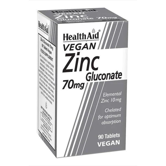 HEALTHAID VEGAN ZINC GLUCONATE 70MG, 90 TABLETS