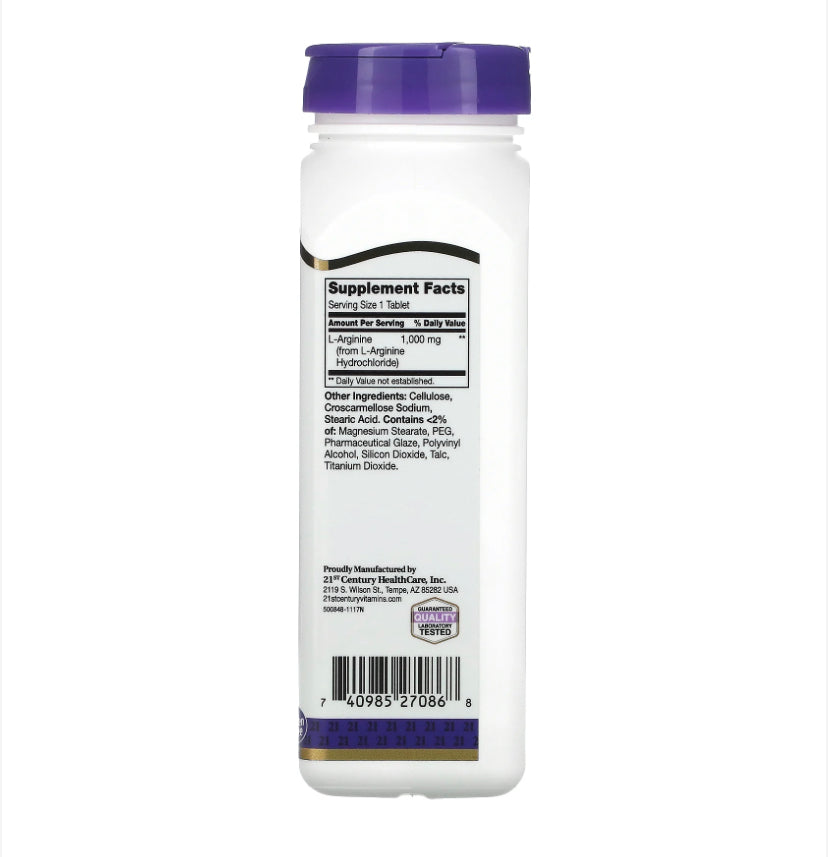 21ST CENTURY L-ARGININE 1000MG, 100 TABLETS