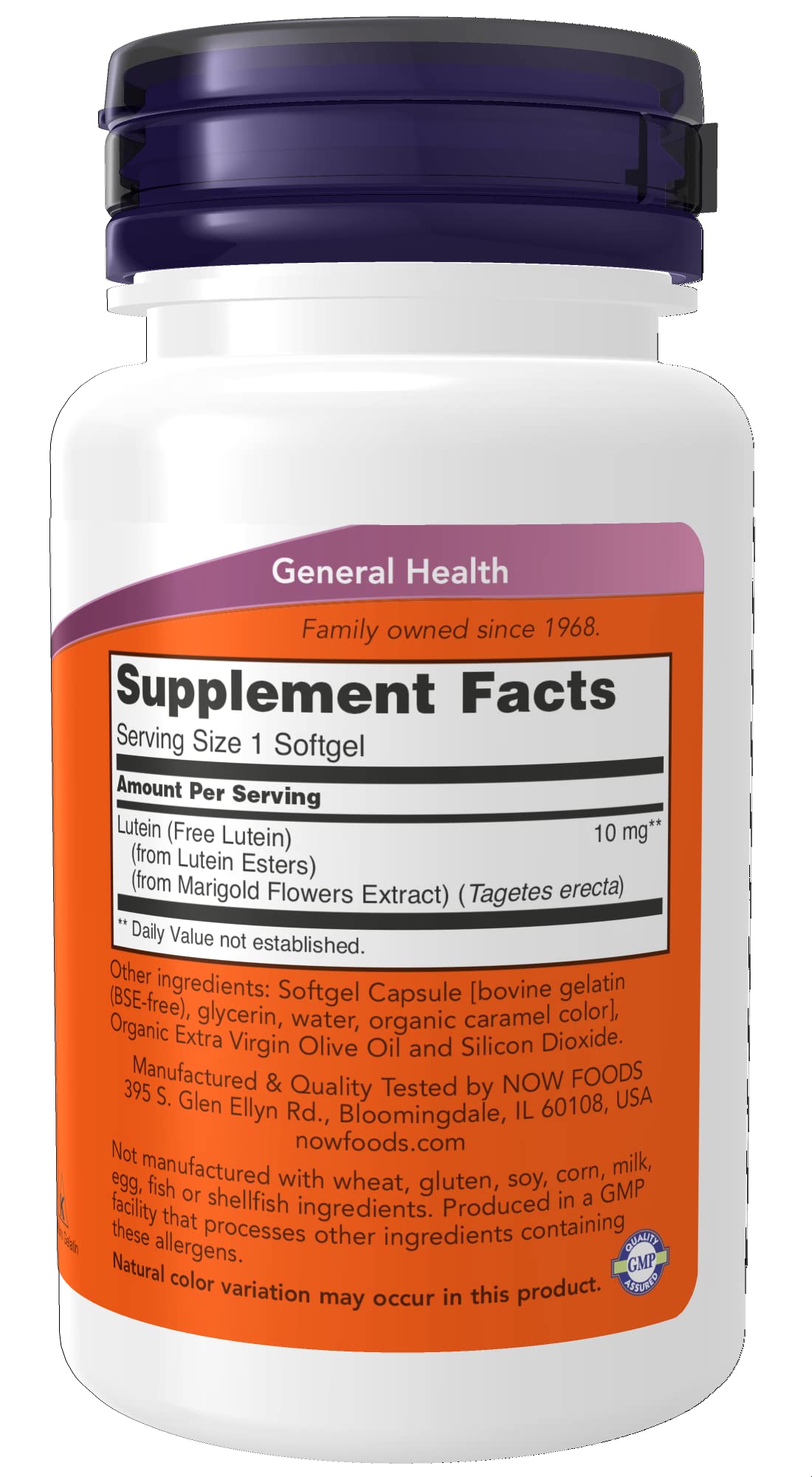 NOW LUTEIN 10MG, 60 VEG CAPSULES